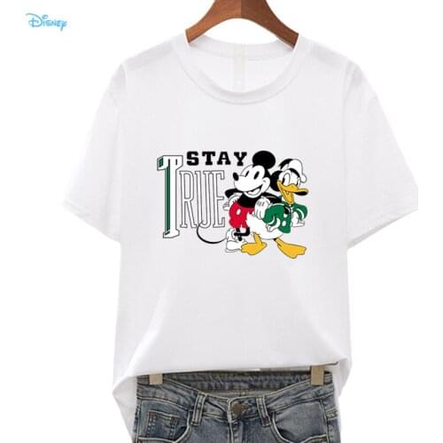 Disney Anime Mickey Mouse and Donald Duck Haut Femme Summer 2021 New Fashion Loose Y2K Top Mujer Casual Plus Size Women Clothing