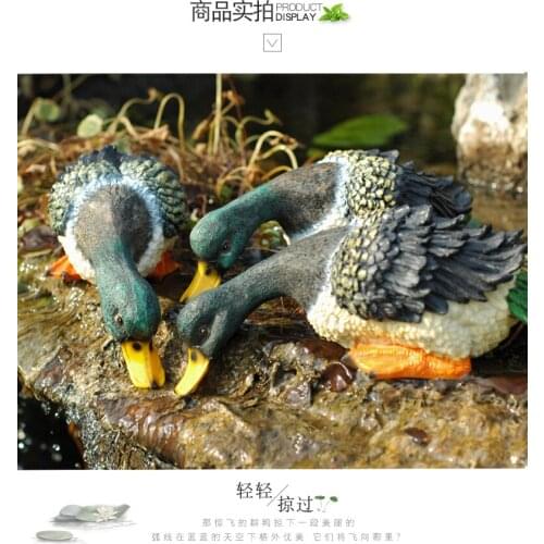Animals drink water duck in the garden pond garden pool of rockery Fish pond resin small de craft statues Home decoration dies