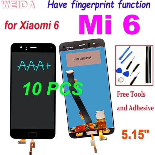 10 PCS Original for 5.15" Xiaomi 6 Mi 6 Mi6 LCD Display Touch Screen Digitizer Assembly with Frame for for Xiaomi Mi 6 LCD