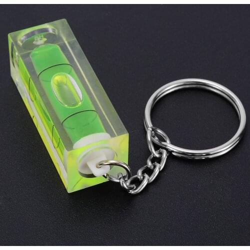 1PC Mini Acrylic Spirit Level Key Ring Key Chain Tool Gadget Gift Novel Green 15x15x40mm