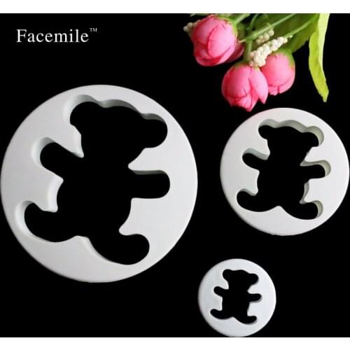 3pcs/set Set Bear animal Cookie Cutters Biscuit Stamp Fondant Cake Topper Mold Cake Decorating Kitchen Accessories 02010
