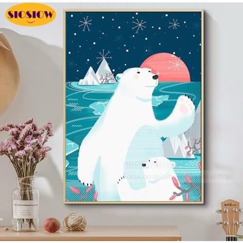 5d Diy Diamond Painting Full Drill Cartoon Lovely Polar Bear Dimond Embroidery Mosaic Cross Stitch Diy Hand Craft Kids Deco Home