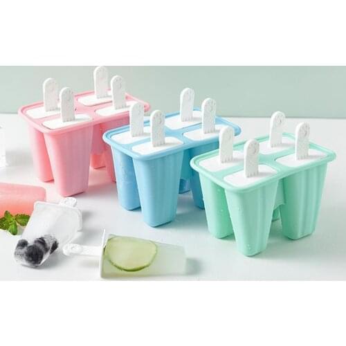 6/4 Cells Round Shape Summer Accessories Kitchen Tools Food Grade Lolly Mould DIY Ice Cream Maker Popsicle Molds Dessert Molds