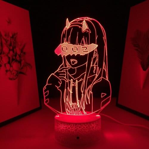 Darling In The Franxx Anime Lamp Zero Two Figure 3D Lamp Figure Nightlight Girls Bedroom Decor Light Manga Kids Gift Night Light