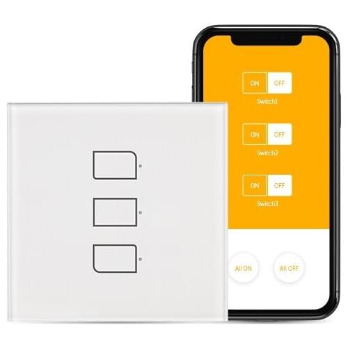 BroadLink TC BestCon TC2S-uk-3gang Single Pole RF433 Smart Wall Light Touch Panel Switch WORKS with Alexa and Google home