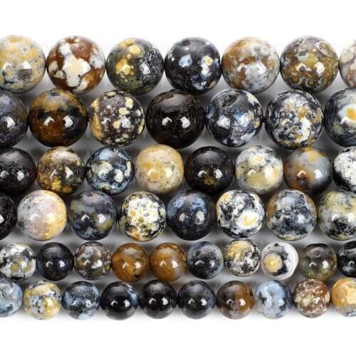Blue Ocean Natural Stone Charm Round Loose Beads For Jewelry Making DIY Bracelets Necklace Earring Accessories 6/8/10MM