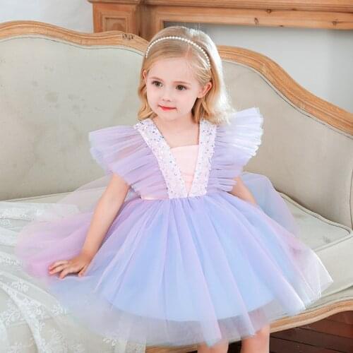 Summer Princess Toddler Kids Tutu Dress Birthday Party Dresses For Girls Bowknot Flower Girl Wedding Gown Little Girl Clothes