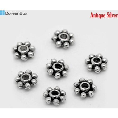 Doreen Box hot- 1000PCs Tiny Daisy Spacers Beads 4mm Dia. (B00902)