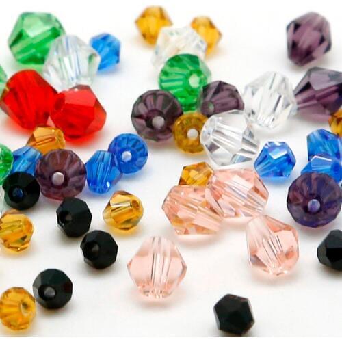 Hot Sales 4mm Beads 100pcs/lot Bicone Crystal Beads Loose Round Spacer Glass Beads for DIY Child Fashion bracelet Jewelry Making