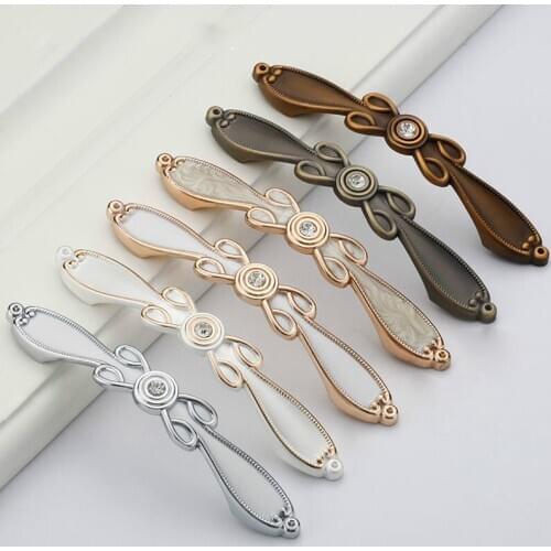 JD Drawer Handle Hardware Furniture Crystal European Gold Modern Zinc Alloy 96mm Cabinet Door Wardrobe