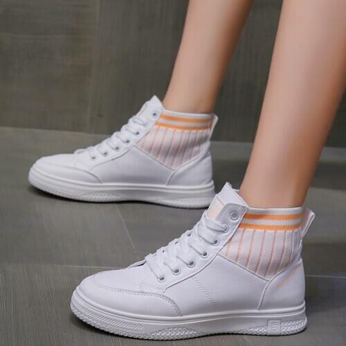 High-top Platform Pu leather Women Shoes Retro Lace-up Ladies Casual Sneakers Outdoor Breathable Leisure Footwear Real Pictures