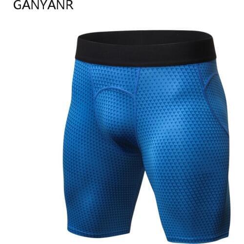GANYANR Running Tights Men Yoga Basketball Sports Leggings Fitness Compression Shorts Gym Athletic Training Bodybuilding Soccer