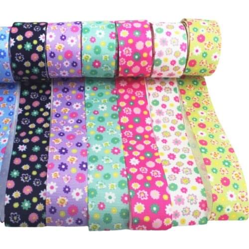 5 meters 25mm Floral Printed Grosgrain Ribbon for DIY Craft Hair Bow Gifts Wrapping Accessories wedding arrangement decoration