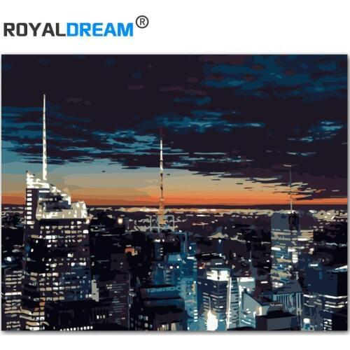 ROYALDREAM New York Architecture DIY Painting By Numbers Kit Paint On Canvas Painting Calligraphy For Home Decor