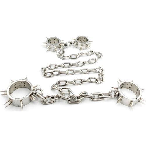 Stainless Steel Handcuffs Leg Irons Ankle Cuffs Adult Games BDSM Bondage Torture Sex Toys For Couples Slave Restraints tools