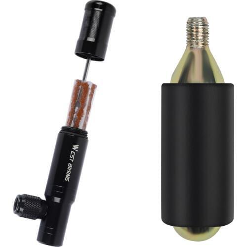 WEST BIKING 2in1 CO2 Inflator Pump and Tubeless Tire Repairing Tool Set Outdoor Cycling Air Pump Emergency Equipment