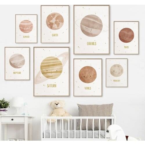 Earth Uranus Saturn Venus Mars Jupiter planets Wall Art Canvas Painting Nordic Posters And Prints Wall Pictures Kids Room Decor