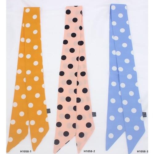 New small slender narrow long small scarf tied bag handle scarves small ribbon skinny scarves dots