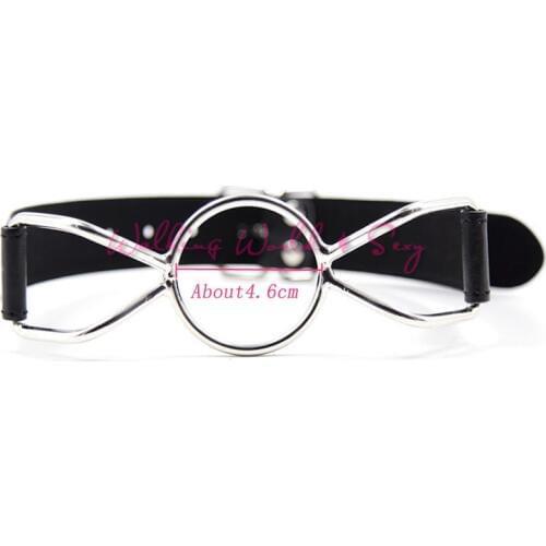 New PU Leather Metal Open Mouth Gag Oral Sex Ring Head Mouth Fixed Leather Head Harness Cosplay Sex Toys For Couple Adult Game