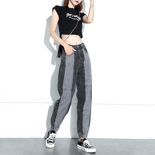 Autumn and Winter Thick Warm Black Jeans Women Spliced Denim High Waist Trousters Ladies Harem Pants Jeans