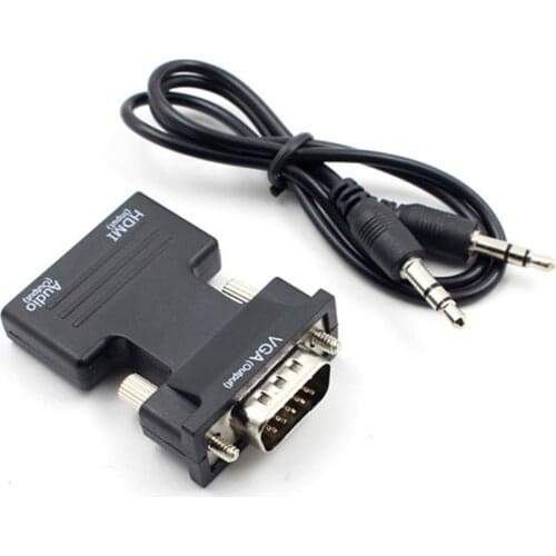 HDMI TO VGA HDMI-compatible Female To VGA Male Converter Adapter W/ Audio Support 1080P