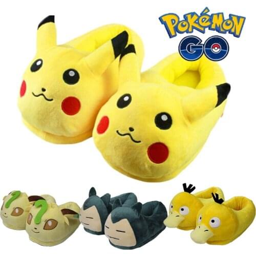 Pokemon Kawaii Pikachu Plush Slippers Indoor Warm Winter Adult Shoes Fashion Cartoon Anime Women Christmas Gift Shipping Free