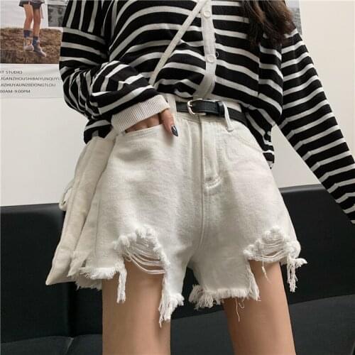 Tassel Punk Summer High Waist Denim Shorts Women Casual Loose Ladies Fashion Plus Size High Waist Wide Leg Short Jeans Pockets