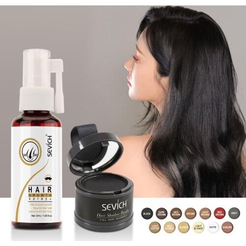Sevich hairline powder & 50ml hair growth spray root cover up hair concealer makeup prevent hair loss damaged hair repair unisex