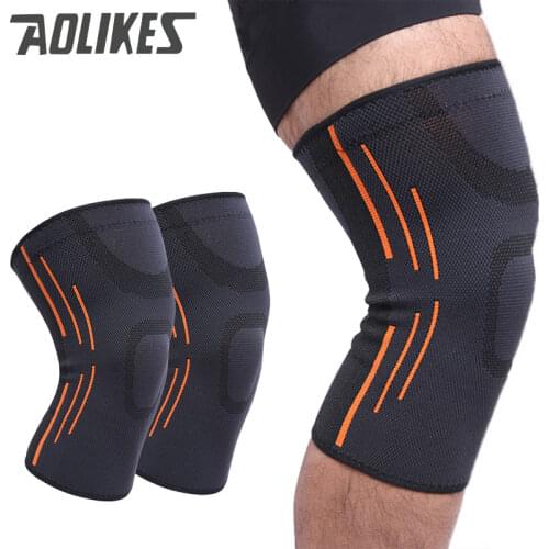 1 Pair Fitness Knee Pads Sports Knee Support 3D Weaving Breathable Elastic Basketball Knee Brace Running Outdoors Sports Aolikes