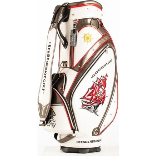 Golf Standard Bag LEEB Cart Bags With Rain Hoods PU Leather 5 Ways Embroidery Golf Tour Staff Bag
