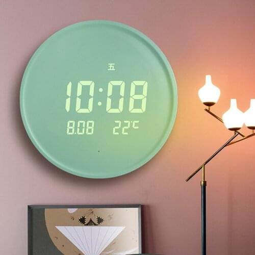 LED Luminous Wall Clock Calendar Creative Mute Round Wall Watch Nordic Light Luxury Fashion Reloj De Pared Home Decor EB5WC