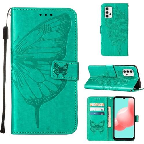 Embossed Flying Butterfly Leather Phone Case For Samsung Galaxy A32 5G Vintage Card Slot Pocket Stand Wallet Cover