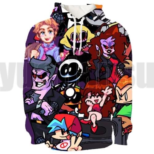 3D Print Friday Night Funkin Hoodie Tops Anime Pullover Adults Video Game Streetwear for Girls Crewneck Sweatshirt Lounge Wear