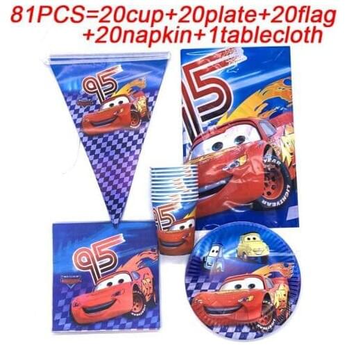 Disney Cars Party Supplies 1st Birthday Party Decorations Kid The Car Macqueen Birthday Banner Cup Dish Disposable Tableware Set