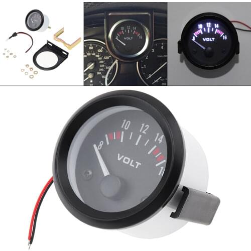 2" 52MM DC 12V Universal Black LED Electrical Car Voltmeter Voltage Gauge Meter Suitable for 8-16V Auto Power Measure