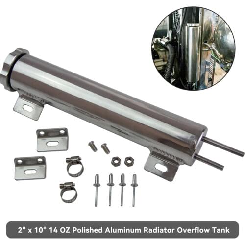 2" x 10" 2X10 ALUNIMUM RADIATOR OVERFLOW TANK CATCH CAN UNIVERSAL 14 OUNCES