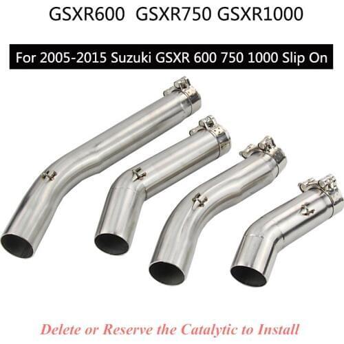 For Suzuki GSXR600 GSXR750 GSXR1000 2005-2015 Exhaust Pipe Motorcycle Mid Link Pipe Slip On 51 mm Muffler Stainless Steel Middle
