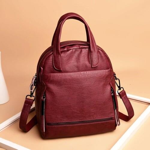 YILIAN Soft leather shoulder womens bag 2021 new fashion shopping travel backpack joker large capacity backpack
