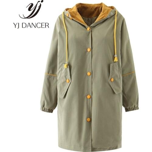 2019 Spring Autumn New Fashion Jacket Women Casual Long Sleeve Hooded Windbreaker Europe And America Slim Long Coat FemaleZZZ176