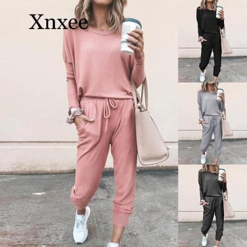 Autumn 2 Peice Set Women Elegant Pants Sets Female Casual Outfits Jogger Two Piece Set Korean Sports Suit Black Cotton Tracksuit