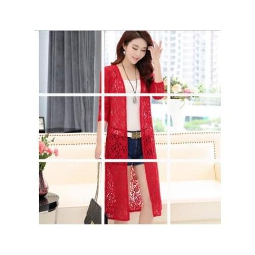 30pcs/lot fedex fast Kimono Cardigan Women Long Lace WomenTops And Blouses Plus Size 5XL Long Sleeve Summer lace blouse