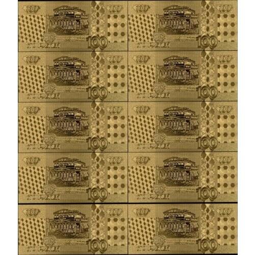 Gold Foil Banknote Russia 100 Rouble Banknote Fancy Gold Plated Banknote for Souvenir Collection Gifts Decorations 10pcs/lot