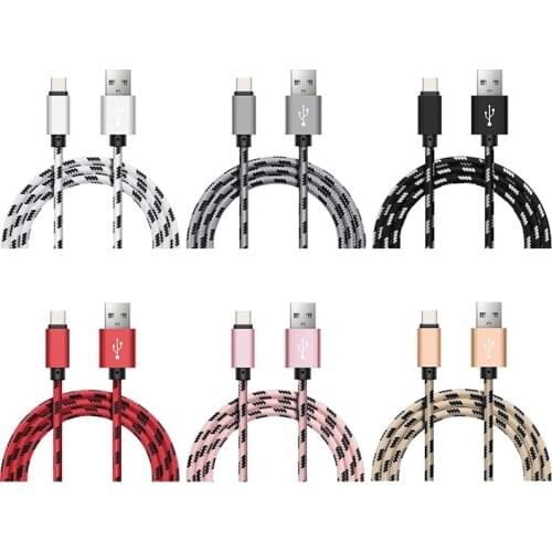 1M 2A USB Type C Cable Braided USB C Mobile Phone Type-C Data Cable for Samsung Galaxy S9 S8 Note 8 Xiaomi USB-C