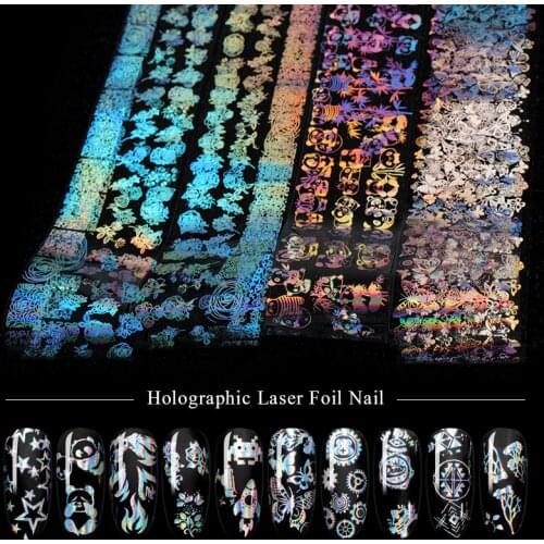 1 Roll Holographic Laser Design Nails Art Transfer Foil Stickers Manicure Nails Accessories Decorations DIY Gel Decals
