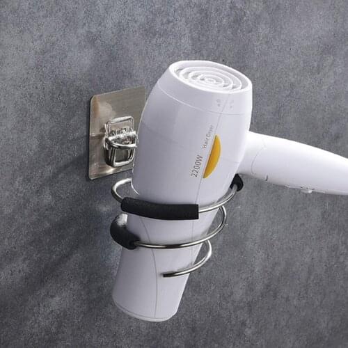 1pc Hair Dryer Holder Punch-free Hairdryer Storage Rack Wall Mounted Hair Dryer Storage Holder Rack Bathroom Storage Shelves
