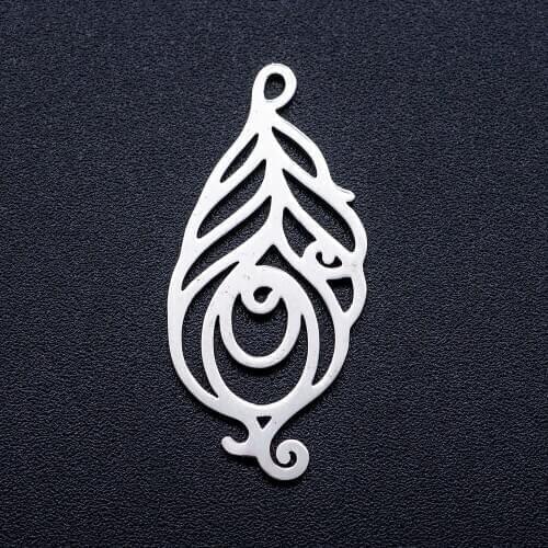 10pcs/lot Peacock Feather DIY Jewelry Charms Wholesale 100% Stainless Steel Factory Direct Finding Charm Supplies