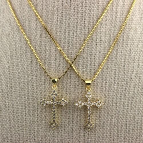 16inch 10pcs/lot Cross cz pendant charm necklace,fashion cubic zirconia micro pave cross pendant necklace,cz jewelry wholesale