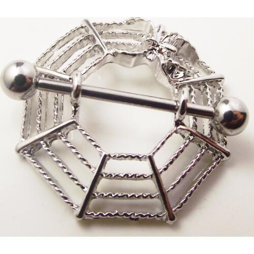 2piece 14G Punk Rock Spider Nipple Ring Shield Rings Body Piercing Jewelry Cobweb Mamilo Rings Barbell Rings Women Gift