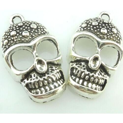 2pcs 15171 Antique Silver 28.5*16.5mm Punk Skull Charms Pendant For Jewelry Making Bracelet Vintage Accessories