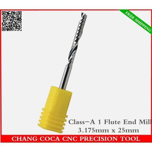 3.175mm*25mm,Freeshipping CNC machine solid carbide End Mill,tungsten steel 1 flute spiral milling cutter,PVC,MDF,Acrylic cutter
